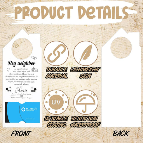 Geyoga 50 Pack Real Estate Agent Door Hangers - Business Card Design for Open House Signs, Home Dorm Office Supplies