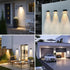 Solar Wall Lights Outdoor 3000K Warm White, Waterproof LED Sconce for Fence Deck Pathway Patio (2 Pack, Downlight)