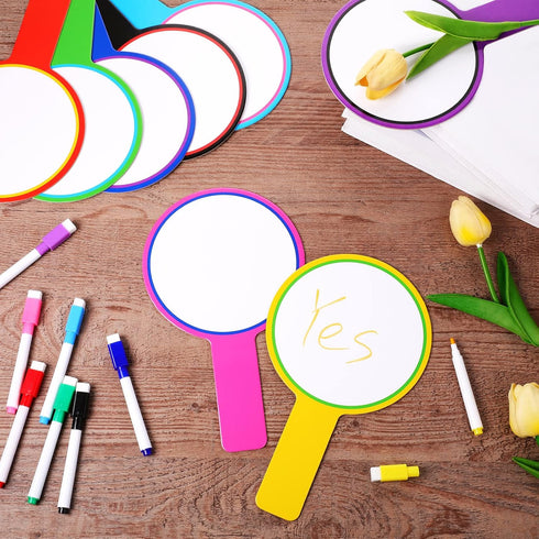 Crtiin 80 Pcs Colorful Dry Erase Paddles Set, 40 Pcs Dry Erase Paddles with 40 Pcs Markers, Handheld Whiteboard