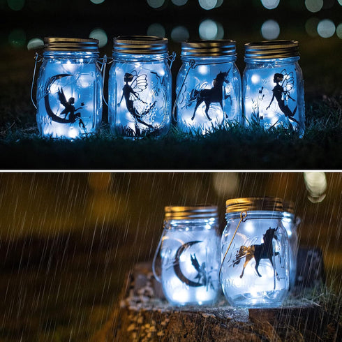 ZNYCYE Solar Mason Jar Lights - 6 Pack 30 LED Waterproof Fairy Firefly Jar Lids String Lights for Outdoor Decoration