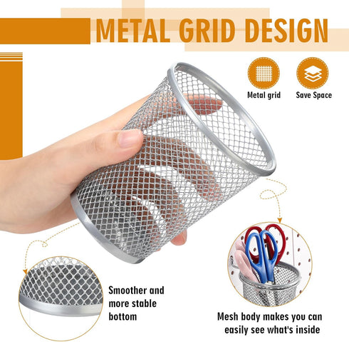 Spakon 6 Sets Pegboard Cups with Ring Hooks, Metal Pencil Holder for Desk Classroom Office Garage Workshop
