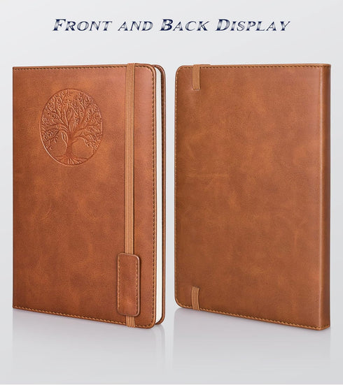 Lined Journal Notebook for Men Women, 256 Pages, A5 Hardcover Leather, College Ruled for Writing, Travel, Work, Brown