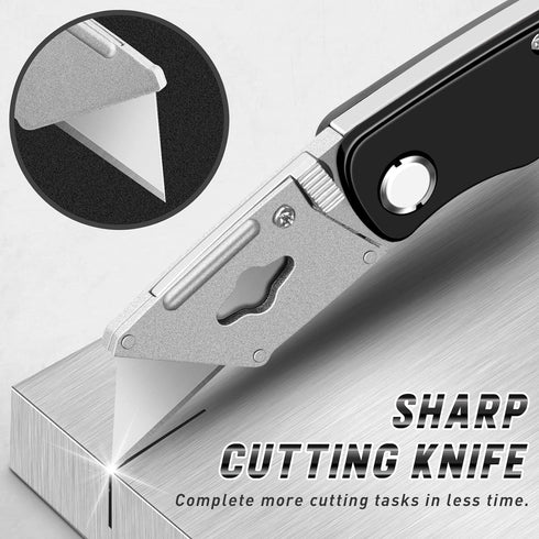 JETMORE 4 Pack Folding Utility Knife with Extra 10 Blades, Durable Box Cutters for Home and Office