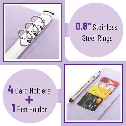 Mr. Pen Leather Planner Binders, Composition Notebook Cover, Refillable, 6 Ring (A5, Purple)