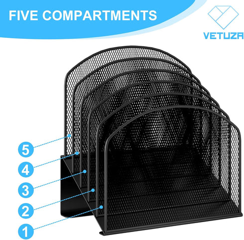 Desk File Organizer, Metal Mesh Vertical Folder Holder for Office, School, Home, 1 Pack