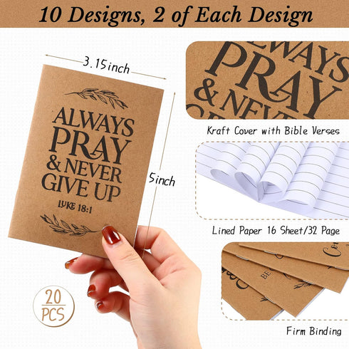 Fuutreo 40 Pcs Christian Gift Notebooks Bible Verse Prayer Journals Religious Inspirational Notebook Scripture Sunday School Mini Pocket Notepad Bible Ballpoint Pen Church Christian Gifts for Women