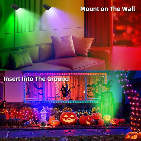 Vamnee 12W 120V 2 Pack Christmas Spotlights Outdoor, RGB Color Changing Landscape Lighting Waterproof Spotlight