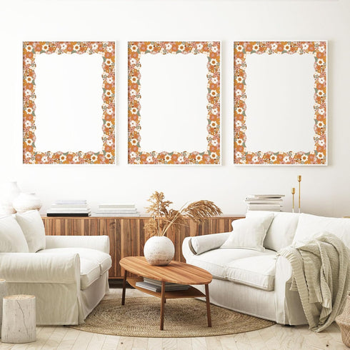 Whaline 32.8ft Boho Floral Bulletin Board Borders Retro Flower Scalloped Strips for School Classroom Office