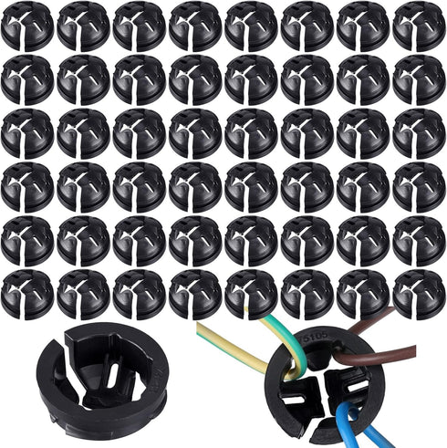 100 Pcs Non Metallic Button Push-in Cable Connector, Black Snap Connector for Junction Box (3/8 Trade Size)
