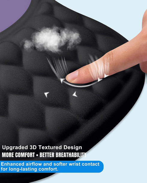 PVIPCZ Ergonomic Mouse Pad with Wrist Rest, Slope Design Memory Foam Support, Smooth Lycra Surface, Non-Slip PU Base