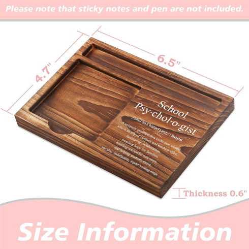 School Psychologist Sticky Note Holder, Wooden Notepad & Pen Holder, 6.5" x 4.7" for Desk Gifts