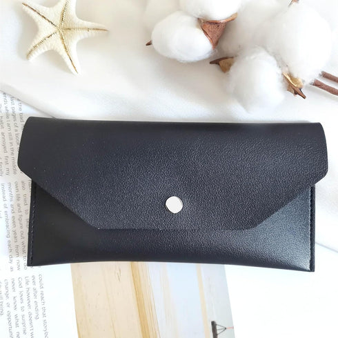 Cash Envelope Wallet - Reusable Waterproof PU Leather Budget Envelope for Men and Women (Black)