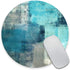 Turquoise and Grey Abstract Art Painting Mouse Pad, Anti-Slip Rubber Round Mousepads for Desktop, Notebook, Gaming