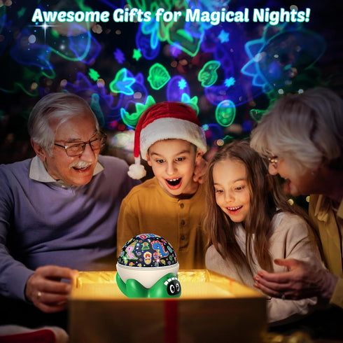 17 Dinosaur Night Light Projector for Kids Green Dino Toys for Boys, Star Night Lights with Music and Timer, Mode Color