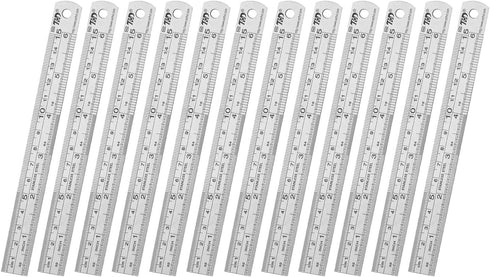 ZZTX Ruler Metal Straight Edge - Stainless Steel Ruler Set, 6 Inch, 12 Pack