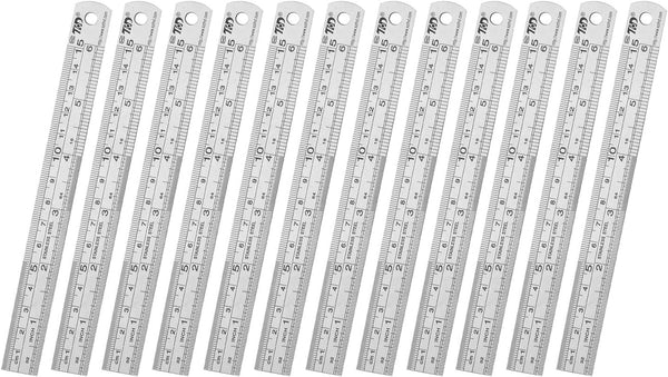 ZZTX Ruler Metal Straight Edge - Stainless Steel Ruler Set, 6 Inch, 12 Pack