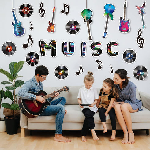 Back to School Musical Notes Rock Record Cutouts, Music Party Classroom Decorations for Kids