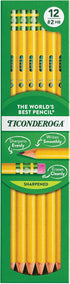 Ticonderoga Wood-Cased Pencils, Pre-Sharpened, 2 HB Soft, Yellow, 12 Count