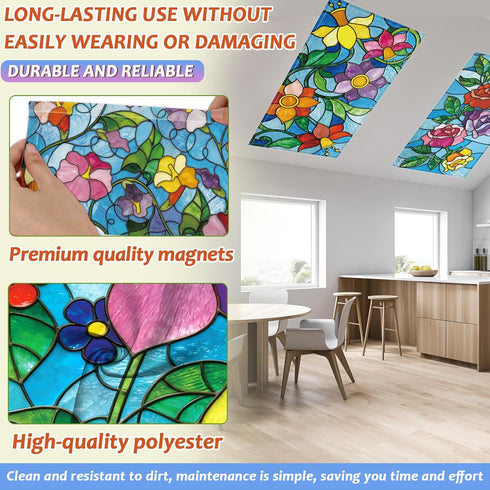 6 60 4 2 Wiooffen Pcs Fluorescent Light Covers with Magnets Decorative for Classroom Ceiling Light x Feet Magnetic