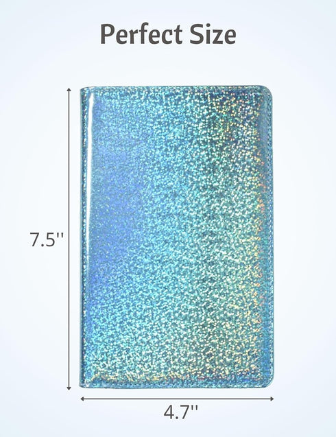 Mymazn Holographic Glitter Waitress Book Organizer for Server Wallet, Guest Check Book Serving, Glitter Blue