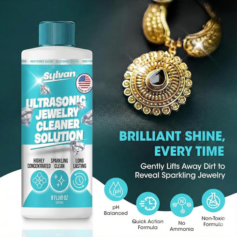 100+ 8 Oz Ultrasonic Jewelry Cleaner Solution Concentrate | Uses | | Made in The USA | Compatible with All Ultrasonic