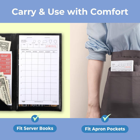 (500 5 100 FMP Brands Sheets) Server Note Pads Paper, Guest Check for Servers, Guest Check Pads, Order Pads
