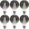 FLSNT Globe LED Edison Bulbs, 5000K Daylight, 4W (40W Equivalent), E26 Base, 300LM, Smoky Grey Glass, 6 Pack