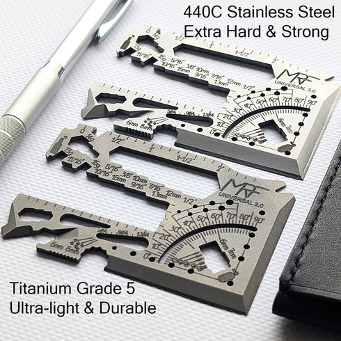 MRF Card Multitools 3.0-60+ Universal Tools Credit Card Multitool with Knife - Titanium Wallet Multi Tool with Ruler