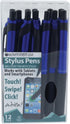 Monteverde S-106 Clip Action One-Touch Ballpoint Pen with Front Stylus, Blue, 12/Pack