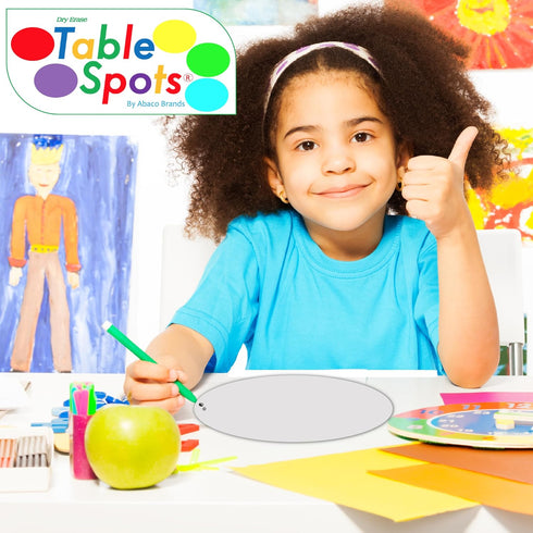 Table Spots Dry Erase Dots for Classroom Tables | Premium Vinyl No Staining! No Shadowing! 10 Pack, Large 12" Circles, White, Whiteboard by Abaco Brands