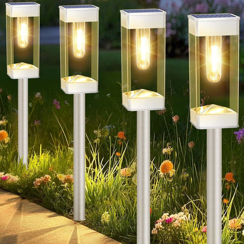 Solar Pathway Lights 8 Pack Solar Outdoor Lights with LED Tungsten Filament