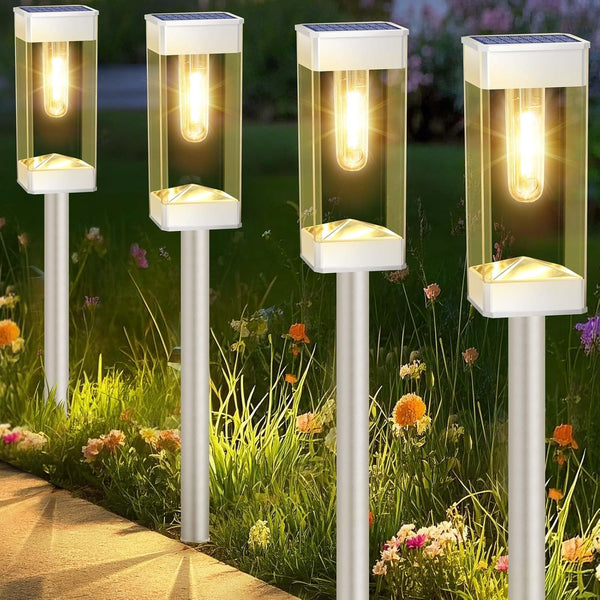 Solar Pathway Lights 8 Pack Solar Outdoor Lights with LED Tungsten Filament