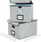 Huolewa Upgraded Collapsible File Storage Organizer Boxes with Lids, Portable Large Linen Filing Storage Boxes (Grey) -