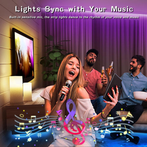 100 DAYBETTER Led Lights for Bedroom ft, Led Strip Lights, Led Light Strips with Remote and App Control, Music Sync RGB