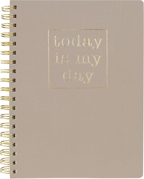 Graphique Vegan Leather Spiral Journal, “Today” – 8” x 10", 192 Lined Pages, Gold Foil Quote Cover