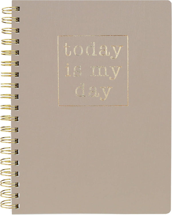 Graphique Vegan Leather Spiral Journal, “Today” – 8” x 10", 192 Lined Pages, Gold Foil Quote Cover