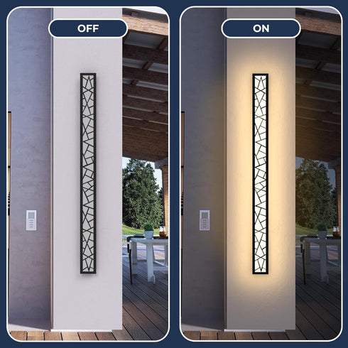 TRUWELLA 11.8inch IP67 3000K Outdoor Wall Light Modern Outdoor Wall Sconce LED Long Wall Sconce Black Front Porch Light