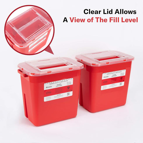 2 (2-Pack) Alcedo Sharps Container for Home Use Gallon | Biohazard Needle and Syringe Disposal | Professional Medical