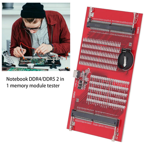 Arythia DDR4 DDR5 2-in-1 RAM Memory Tester Card, Slot Diagnostic Analyzer, LED Fault Indicator, Type C & Battery
