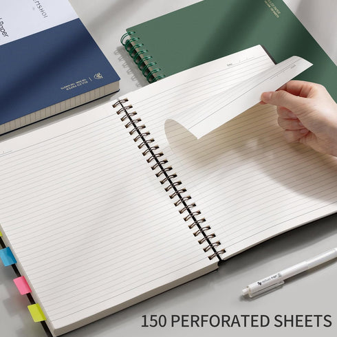 EMSHOI A4 Spiral Notebook, 11.2" X 8.27", College Ruled Lined Journal, 300 Pages/150 Sheets, Easy Tear Perforated
