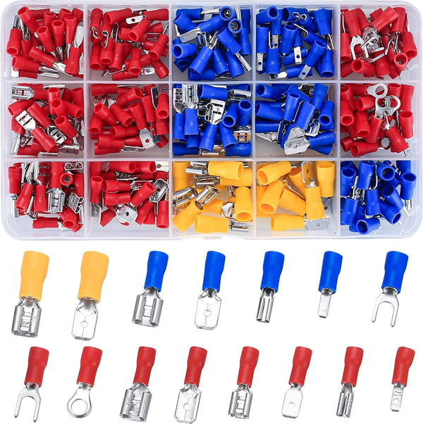 280 Pcs Electrical Cable Connectors Assorted, Insulated Wire Crimp U-Type Fork Spade Kit