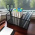 Black Mesh Pencil Holder, 3 Compartments Metal Desk Organizer for Pens, Kitchen Utensils, Small Office Supplies