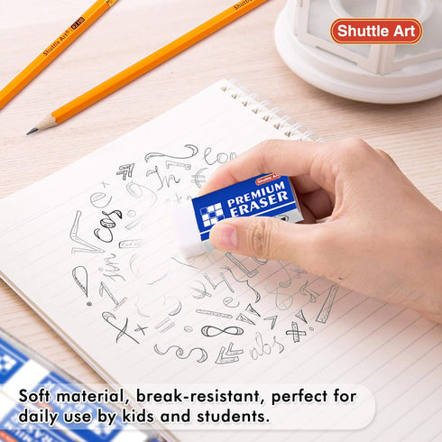 Shuttle Art 72 Pack Premium Erasers, Bulk White Erasers for Kids Teachers as School Supplies
