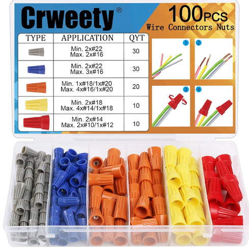 100PCS Colorful Wire Connectors Nuts, Insulating Insert Twist Electrical Wire Caps for Quick Connection