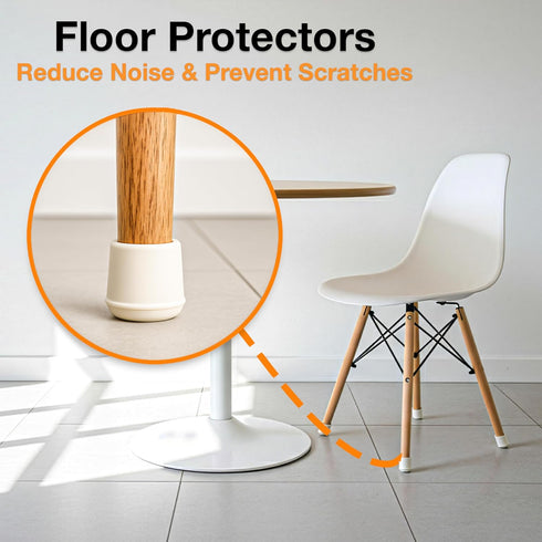 1-1/8" Set 24, Shepherd Hardware Round Non-Marking Rubber Slip-On Chair Leg Tips, Non-slip Protective Furniture Leg