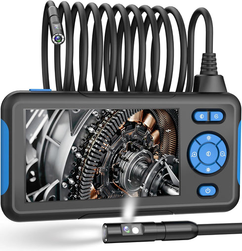 Dual Lens Industrial Endoscope, 1080P Digital Borescope Inspection Camera with 4.3" LCD Screen