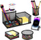 Mesh Pen Holder for Desk, 5 Pieces Desk Organizer Office Supplies Caddy with Sticky Notes Holder for Home, School, Black