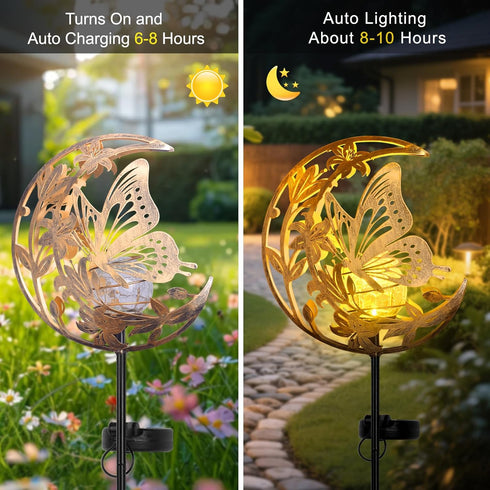 JOBOSI Solar Butterfly Floor Lamp, Waterproof Outdoor Solar Light for Garden, Yard, Patio Decor, Auto On/Off