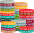 JUNEBRUSHS 64pcs Motivational Silicone Bracelets, Bulk Colored Inspirational Rubber Wristbands for Student Teacher Gifts