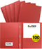 SUNEE 2 Pocket Folders with Prongs (100 Pack, Red), Paper Folders for School Office Home Business